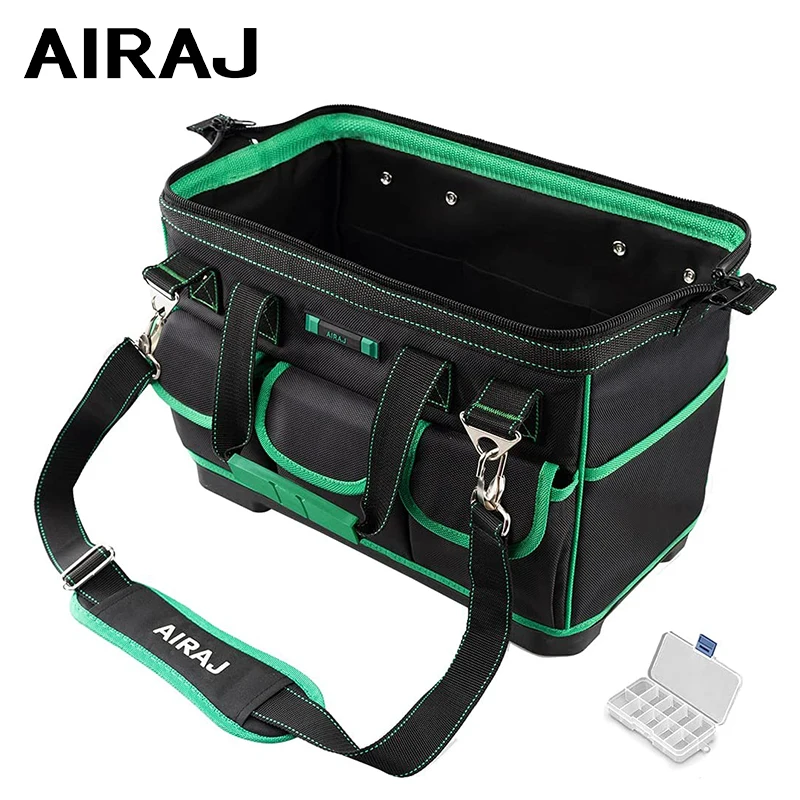 AIRAJ 20in/23in Heighten Tool Bag Thickened Waterproofed Rubber Bottom Multi-Pockets Wide Mouth Tool Adjustable Shoulder Strap