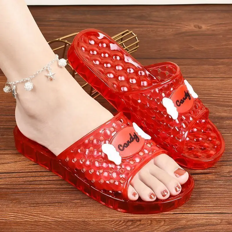 Women's indoor and outdoor slippers transparent anti-slip anti-odor shoes Ladies PVC crystal slippers comfortable women Beack sa