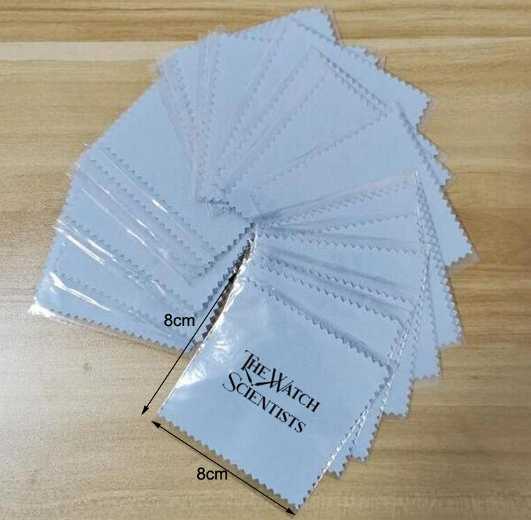 200 PCS Customised Logo 8*8cm Micro Suede Light Blue Polishing Cloth Printed With Black Logo Individually Wrapped