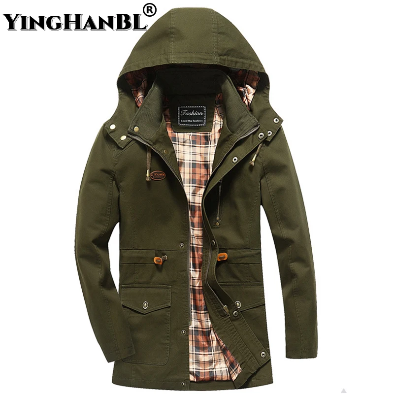 

New Men's Hooded Windbreaker Casual Slim-Fit Jackets Military Tactical Cargo Coat Spring Autumn Clothes Camping Fishing Outwear