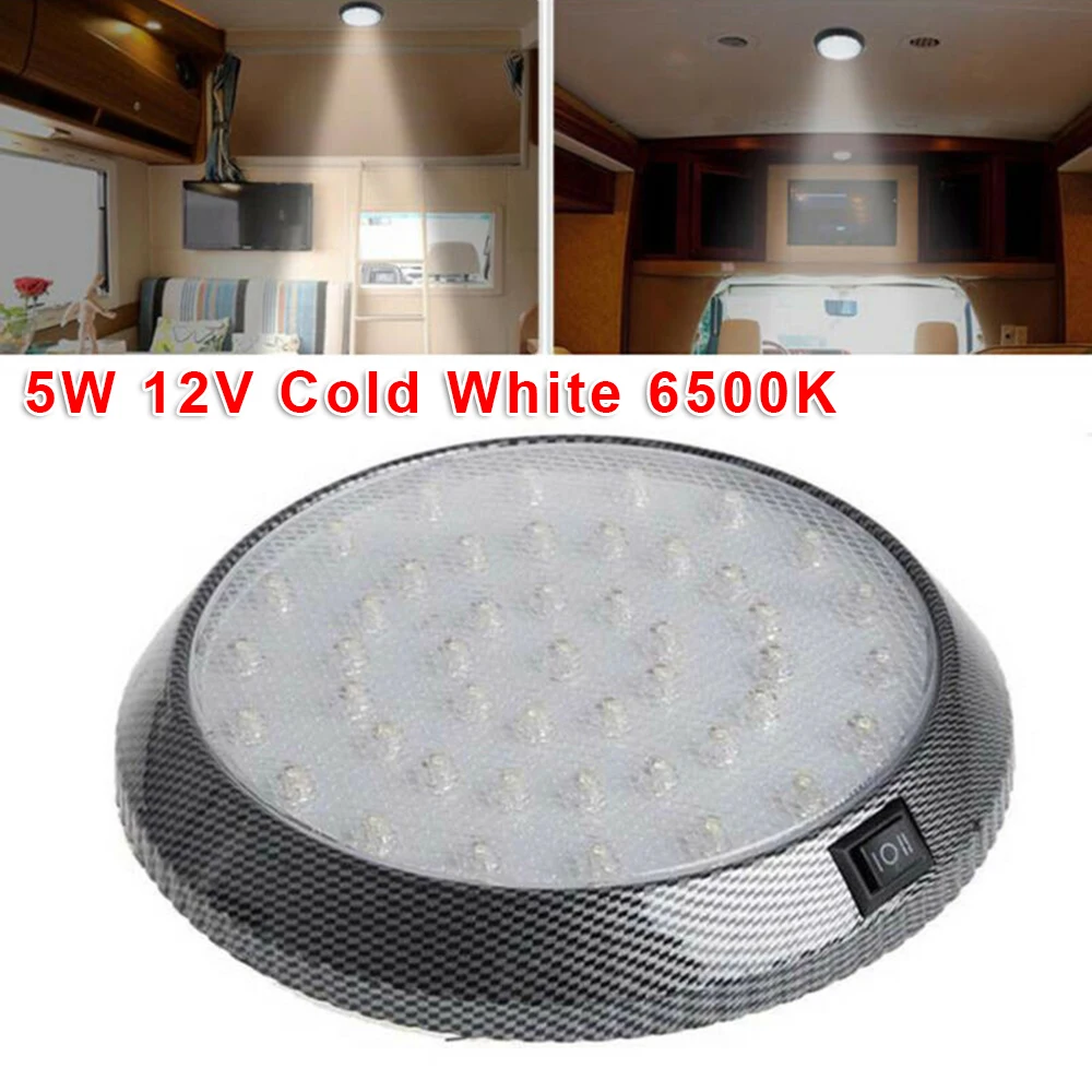 

Ceiling Dome LED Interior Light Cool White RV Roof Camper Caravan Trailer Boat 6500K 5W 12V Reading Cabinet Light Downlights