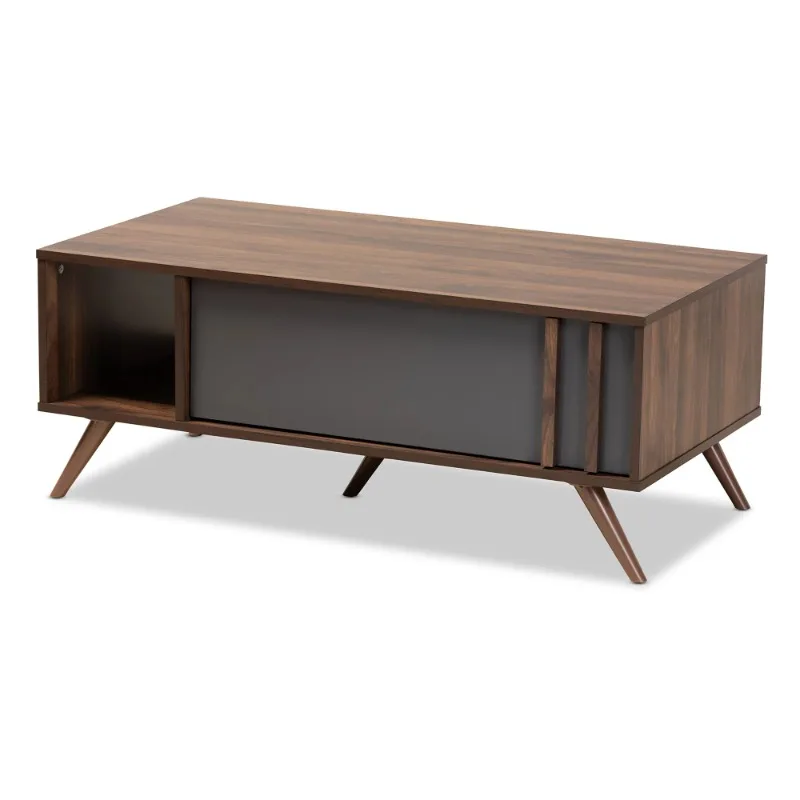 

Baxton Studio Naoki Modern and Contemporary Two-Tone Grey and Walnut Finished Wood 1-Drawer Coffee Table