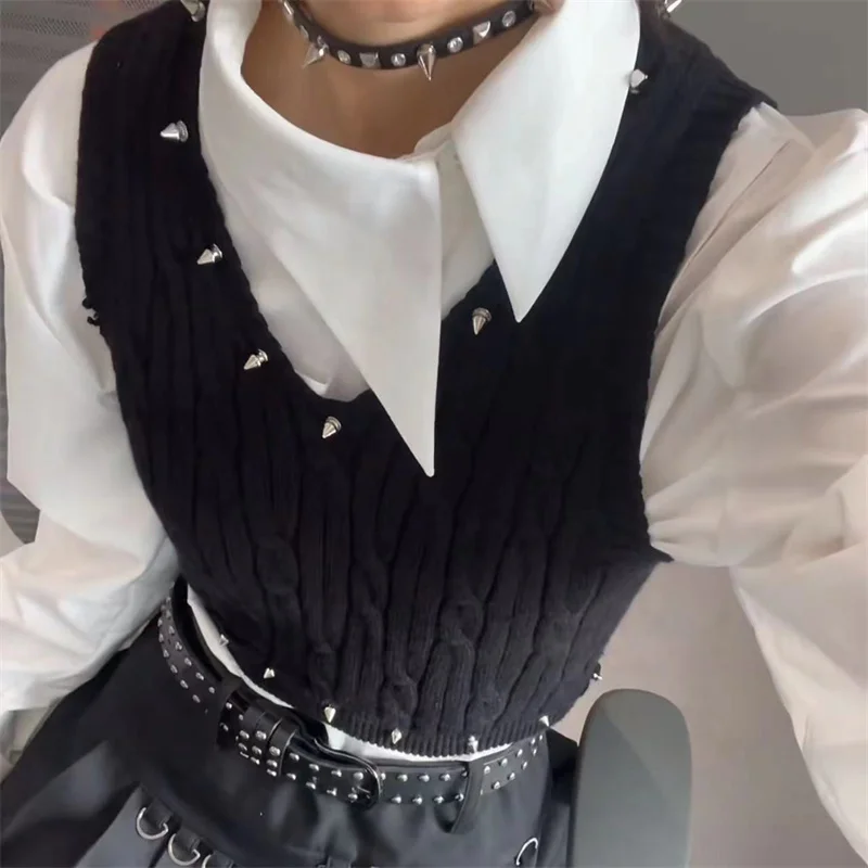 Y демонстрационный жилет в стиле панк-рок с v-образным вырезом женский короткий