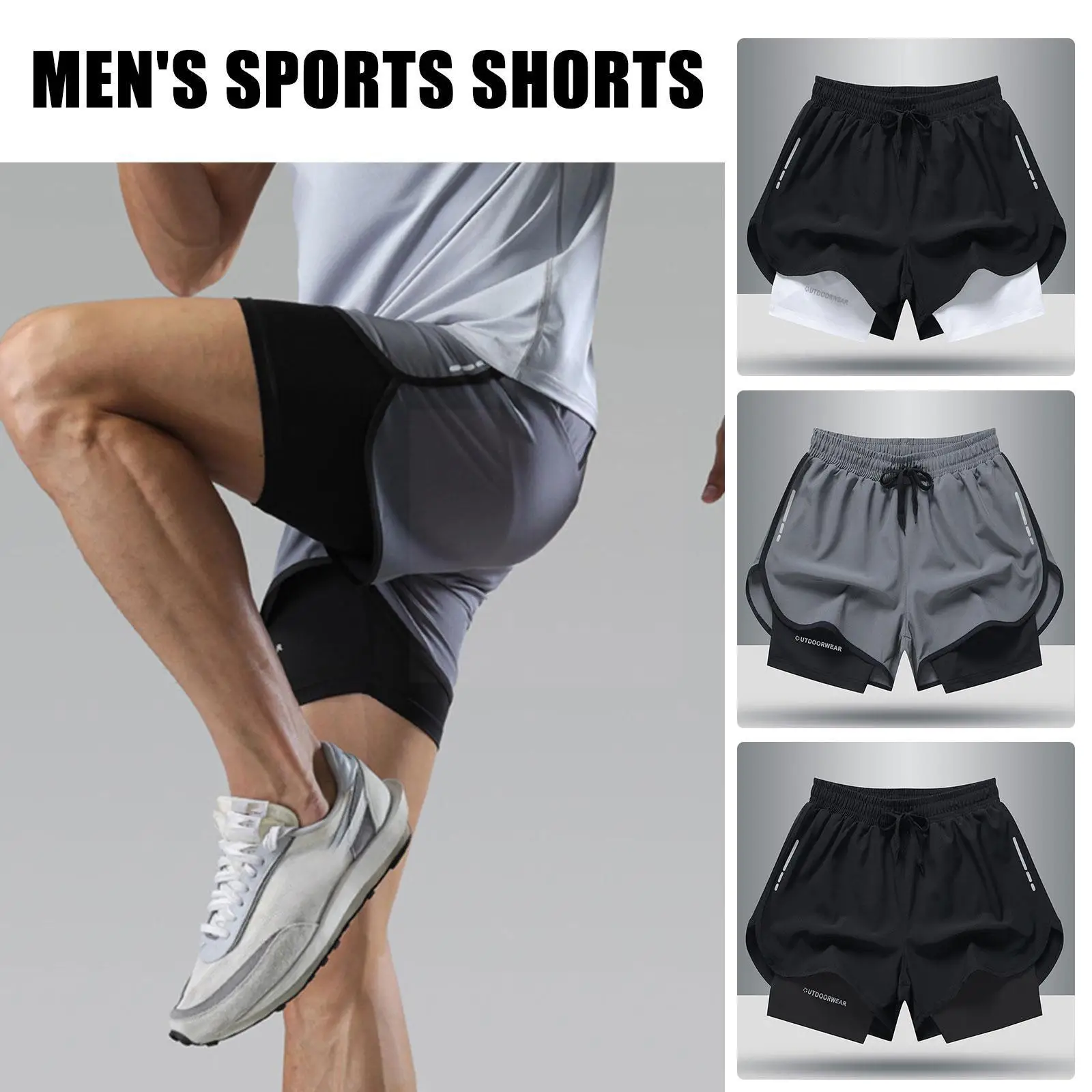 

Шорты мужские спортивные быстросохнущие, дышащие спортивные для бега и фитнеса, P9J0