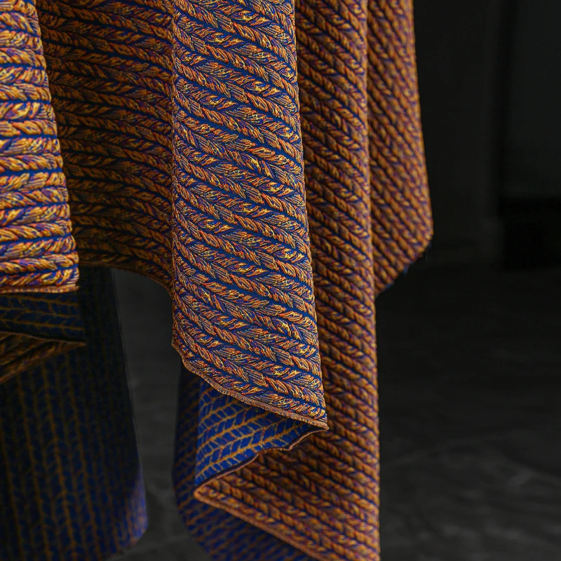 Полиэстер плетеная ткань коса из пшеничных ушей оранжево-синяя