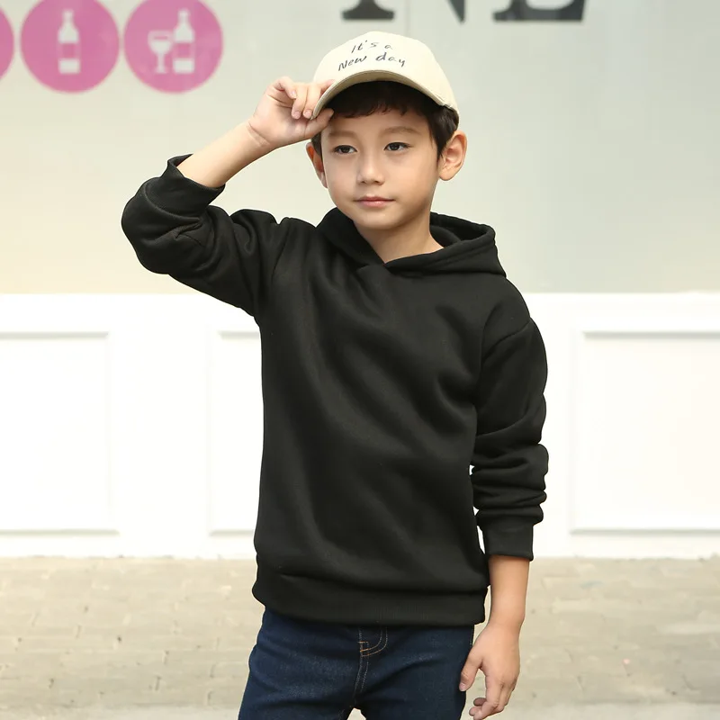 

Autumn Winter Plus Velvet Custom Solid Clothes Printing Logo Kids Hoodies Fashion Sweatshirts Girls Outfit Hoodies Boys Clothing