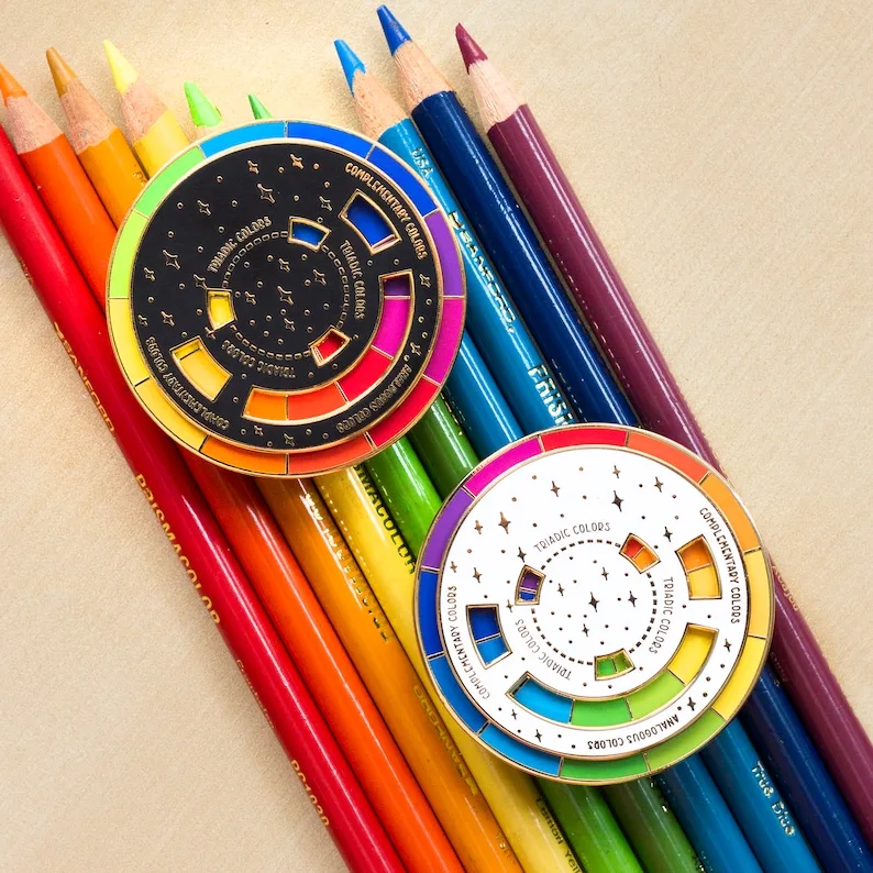 

Wheel Enamel Pin (Black/ White) Theory, Artist Gift, Lapel Pins for Backpack, Hats, Boards, Rainbow Gifts