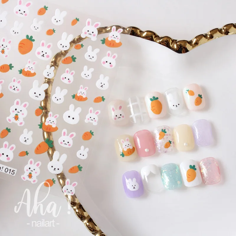 3D Cartoon Bear Nail Sticker Cute Rabbit Accesoires Panda Flower Art Decoration Japanese Anime stickers Drop Shipping |