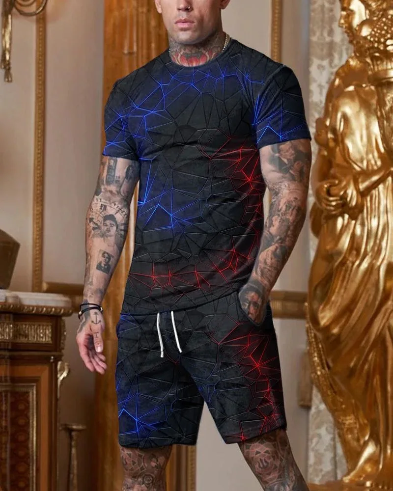 Костюм мужской Пляжный из 2 предметов футболка оверсайз и шорты Повседневная