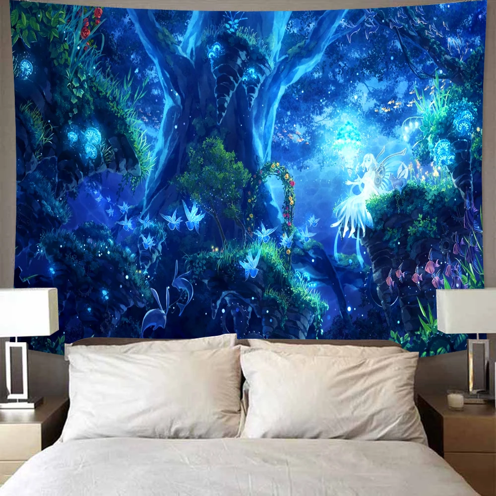 

Dream Forest Magic Landscape Tapestry Home Decoration Tapestry Psychedelic Tree Theme Background Tapestry