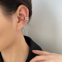 korean style simple tassel ear clips fashion metal earrings for women aesthetic chain earrings jewelry for womens accessories