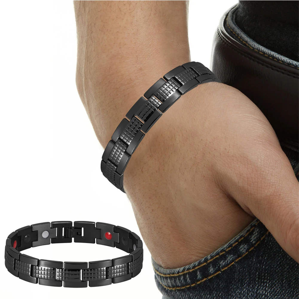 Rainso Healing Magnetic Bracelet For Men 4IN1 Bio Energy  Improve Sleeping&Blood Pressure Stainless Steel Jewelry