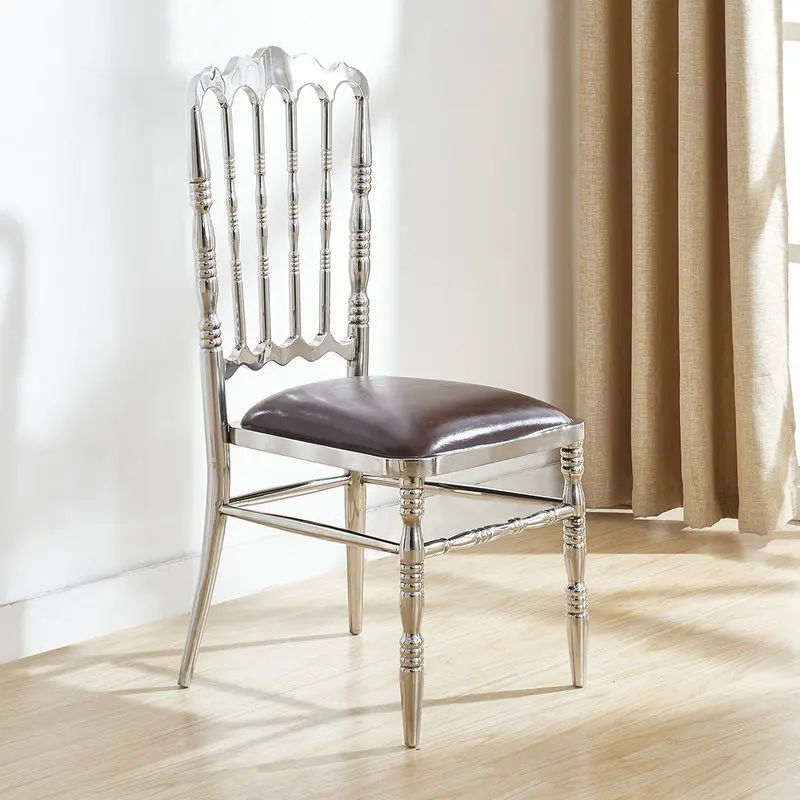 

Bamboo Chair Dining Chair Titanium Chair European Dining Chair PU Leather Gold Silver Dining Chair with Backrest Makeup Chair 8