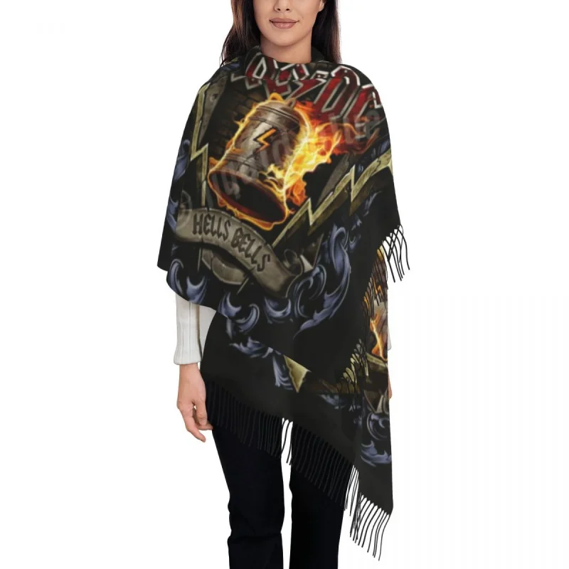 

Stylish AC DC Rock Roll Band Tassel Scarf Women Winter Fall Warm Shawls Wraps Female Australian Band Star Scarves