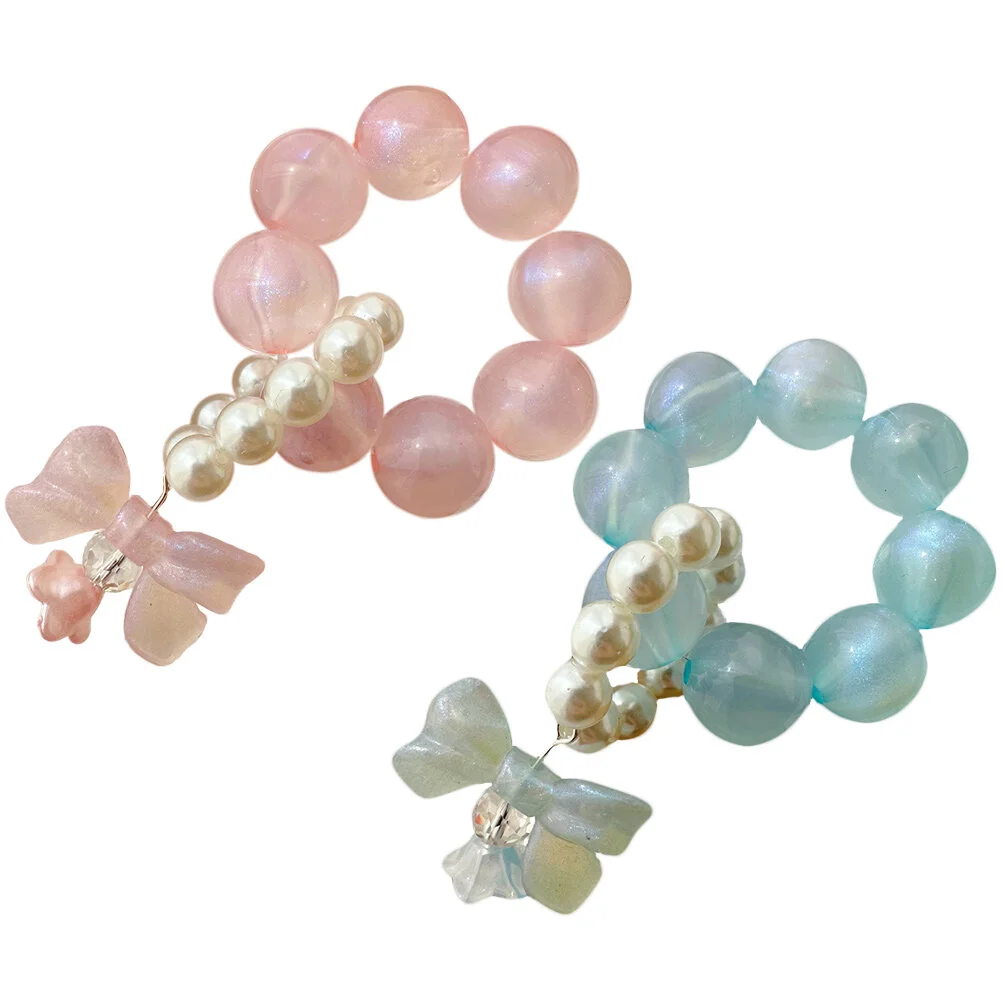 

2pcs Beaded Phone Chains Acrylic Beads Phone Lanyard Lightweight Bracelet Keychains