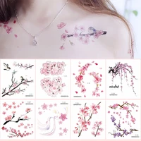 long lasting waterproof tattoo small fresh literary cherry blossom series collarbone arm back female temporary tattoo