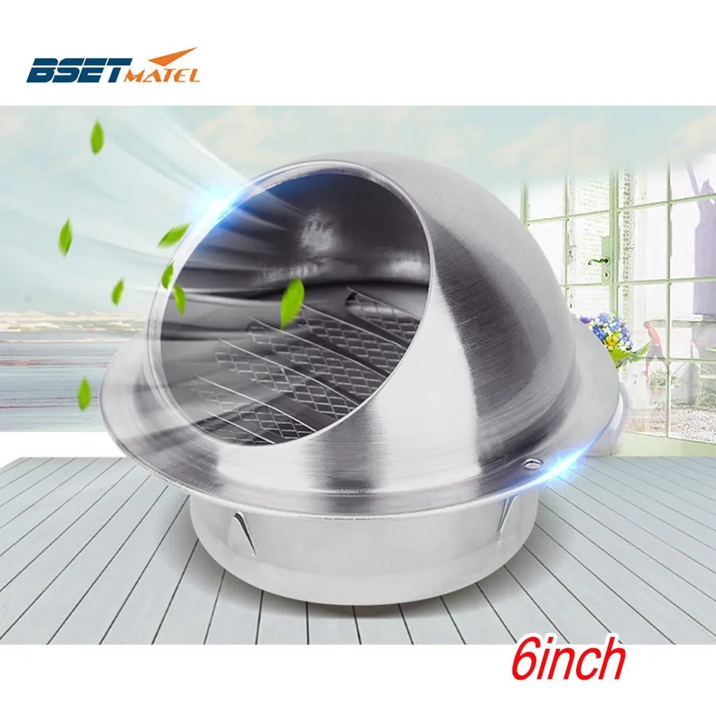 

150mm Stainless Steel 304 Wall Ceiling Air Vent Grille Ducting Ventilation Exhaust Cover Extractor Outlet Louvres Hemisphere Cap