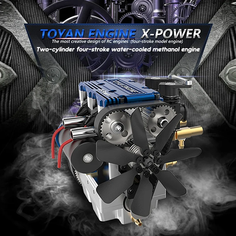 

4-тактный двухцилиндровый двигатель TOYAN X-Power 7 куб. См с водяным охлаждением, метаноловый двигатель для модели автомобиля с дистанционным упр...