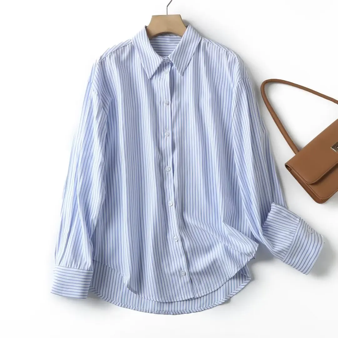 

Женская блузка на пуговицах, винтажная Свободная блузка с длинным рукавом, весна 2023