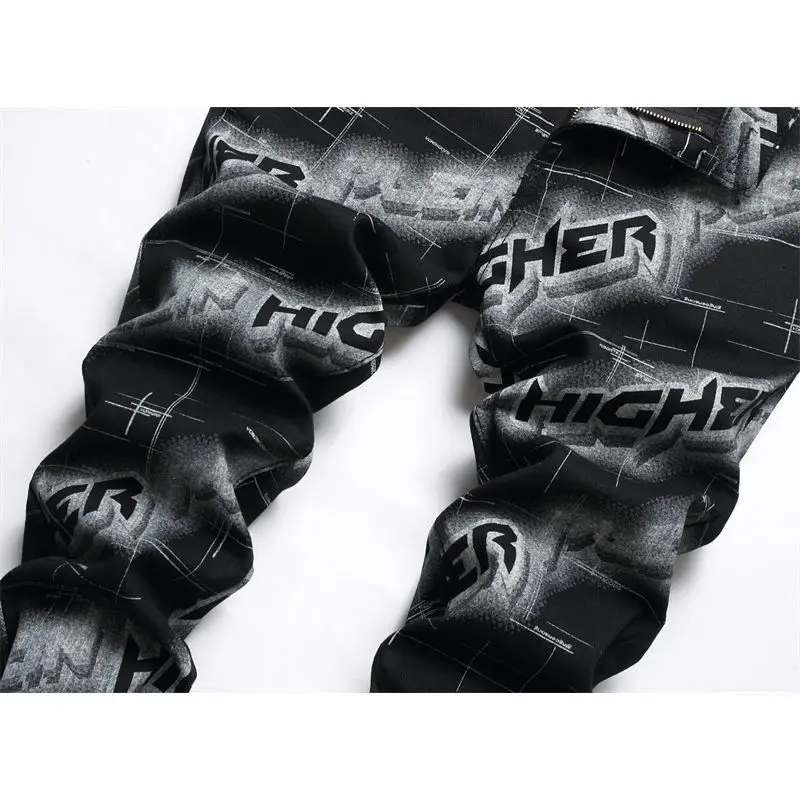 Мужские зауженные джинсы с принтом