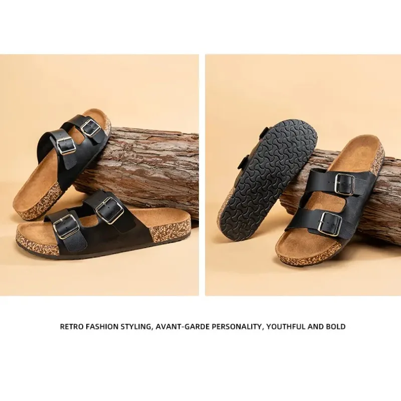 Сандалии Унисекс На Плоской Подошве С Корксаторами Регулируемые Раздвижные