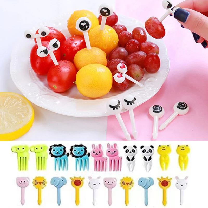 

6/10/50PCS Food Grade Plastic Fruit Fork Mini Cartoon Animal Cake Fruit Toothpick Bento Lunch Bento Accessories Party Decoration
