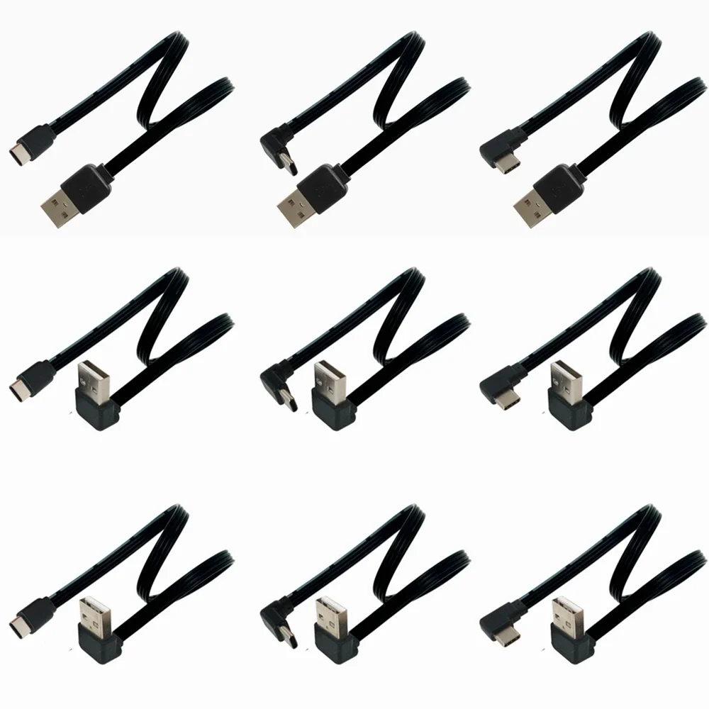 Мягкий короткий USB-кабель C-типа длиной 0 2 метра 20 см под прямым углом 90 ° Зарядное