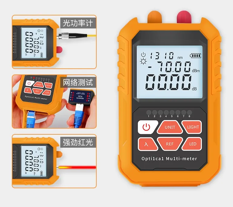 DHL Free Shipping 800-1700nm Mini USB Charging power meter with 15km Visual Fault Locator red pen fiber light decay tester