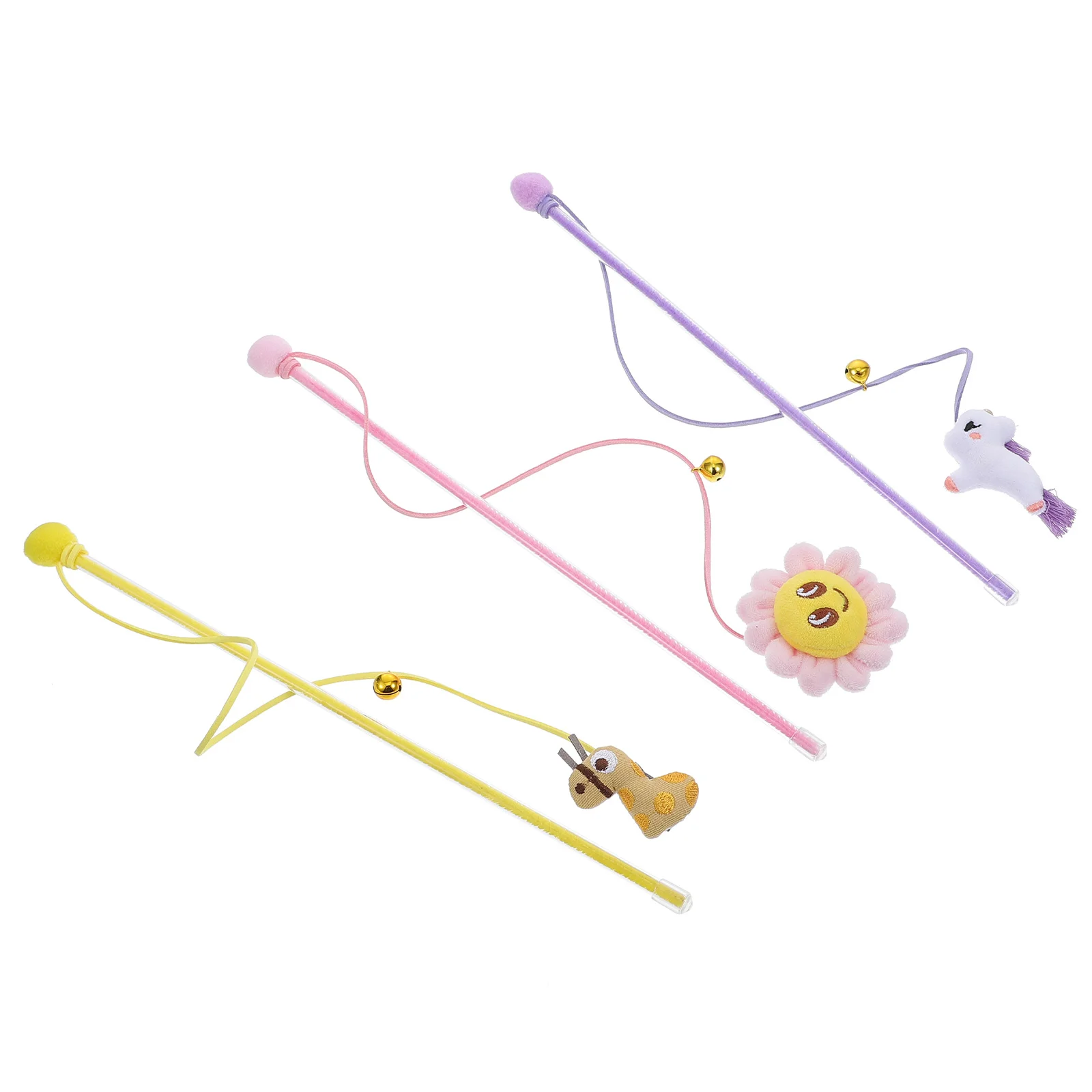 

3pcs Cat With Small Bell Cat Teasing Stick Pet Supplies Interactive Wand Toys Colorful Cat Toys for Home