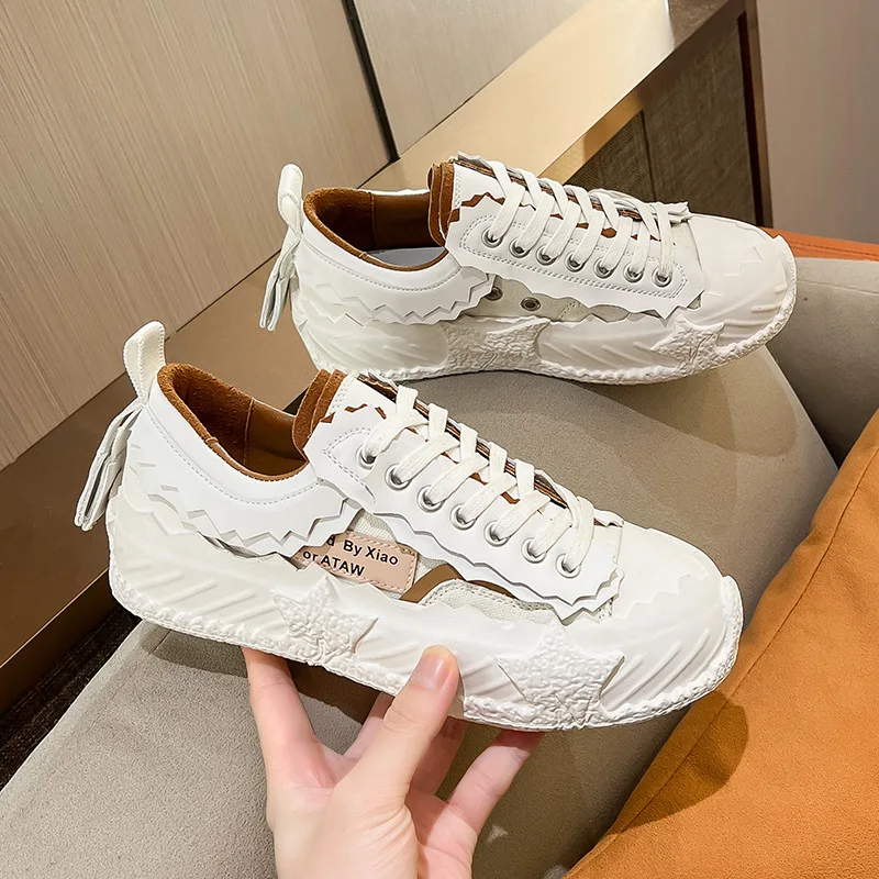 

Small design casual shoes Women's 2023 autumn new irregular canvas shoes Versatile lovers low top eggshell small white shoes