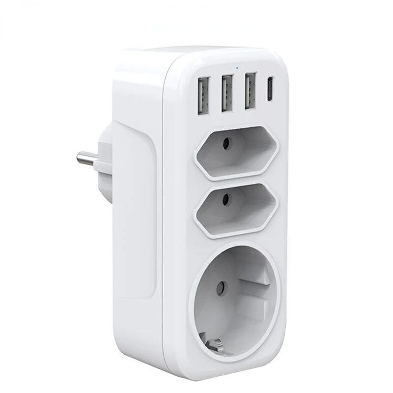 Удлинитель настенный TESSAN с 3 розетками переменного тока и 3 USB-портами, 5 В, а