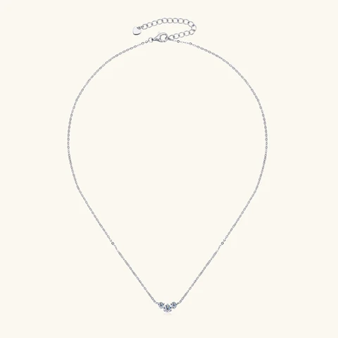 Ожерелье с муассанитом Lnngy 3 мм 4 мм женские ожерелья из стерлингового серебра 925 пробы ожерелья с подвесками из трех камней для женщин цепочки ювелирные изделия в подарок