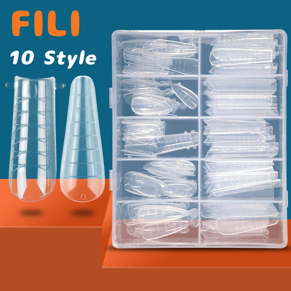 

FILI Fake Nail Molds For Poly UV Gel Manicure Tools Acrylic Quickly Building False Nail Top Forms Upper Forms For Extensions
