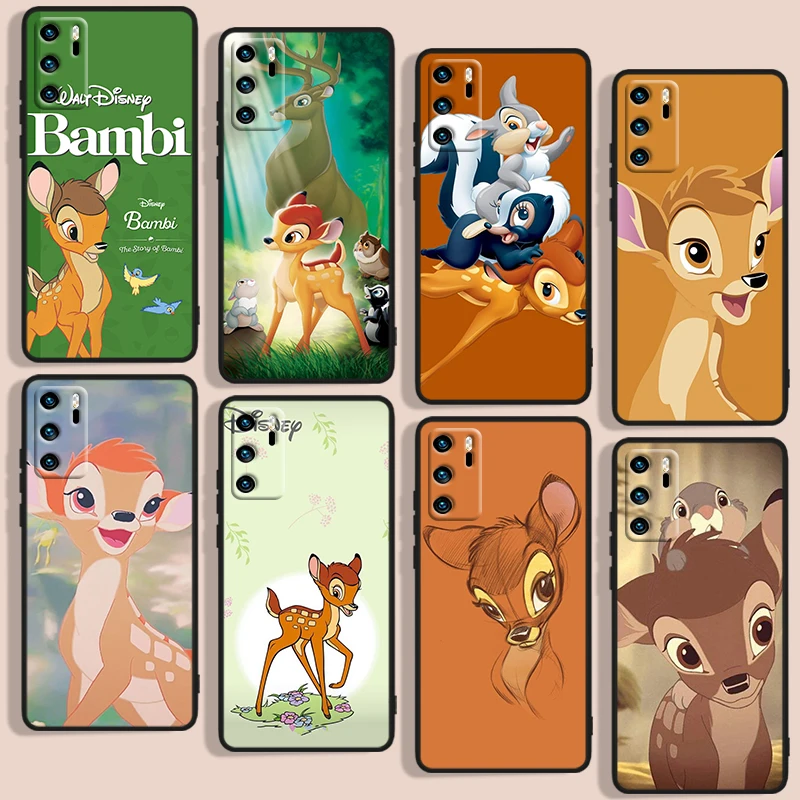 

Bambi anime Phone Case For Huawei P10 P20 P30 P40 P50 Lite Pro 2019 Plus Lite E 5G Black luxury Silicone Back Soft Funda Cover