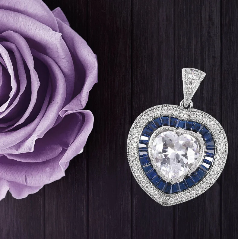 Роскошное ожерелье с подвеской в форме сердца ANGLANG свадебное синим кубическим