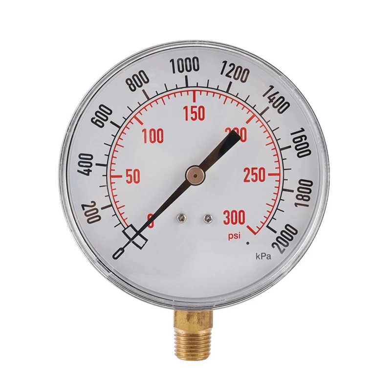 

1/4" BSPT Thread Pressure Gauge Pressure Meter for Fuel Air Oil Liquid Water Bottom Mount Range 0-300psi/0-2000kps