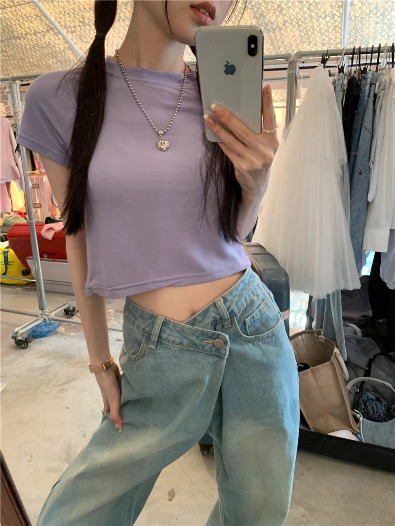 

Женская футболка с коротким рукавом, в Корейском стиле, 5 цветов