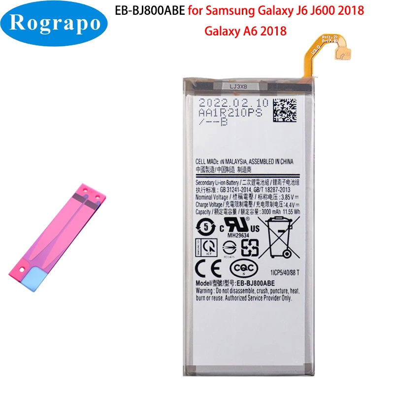 

Новый аккумулятор для телефона 3,85 В 3000 мАч для Samsung Galaxy J6 J600 2018 A6 2018 EB-BJ800ABE A600F