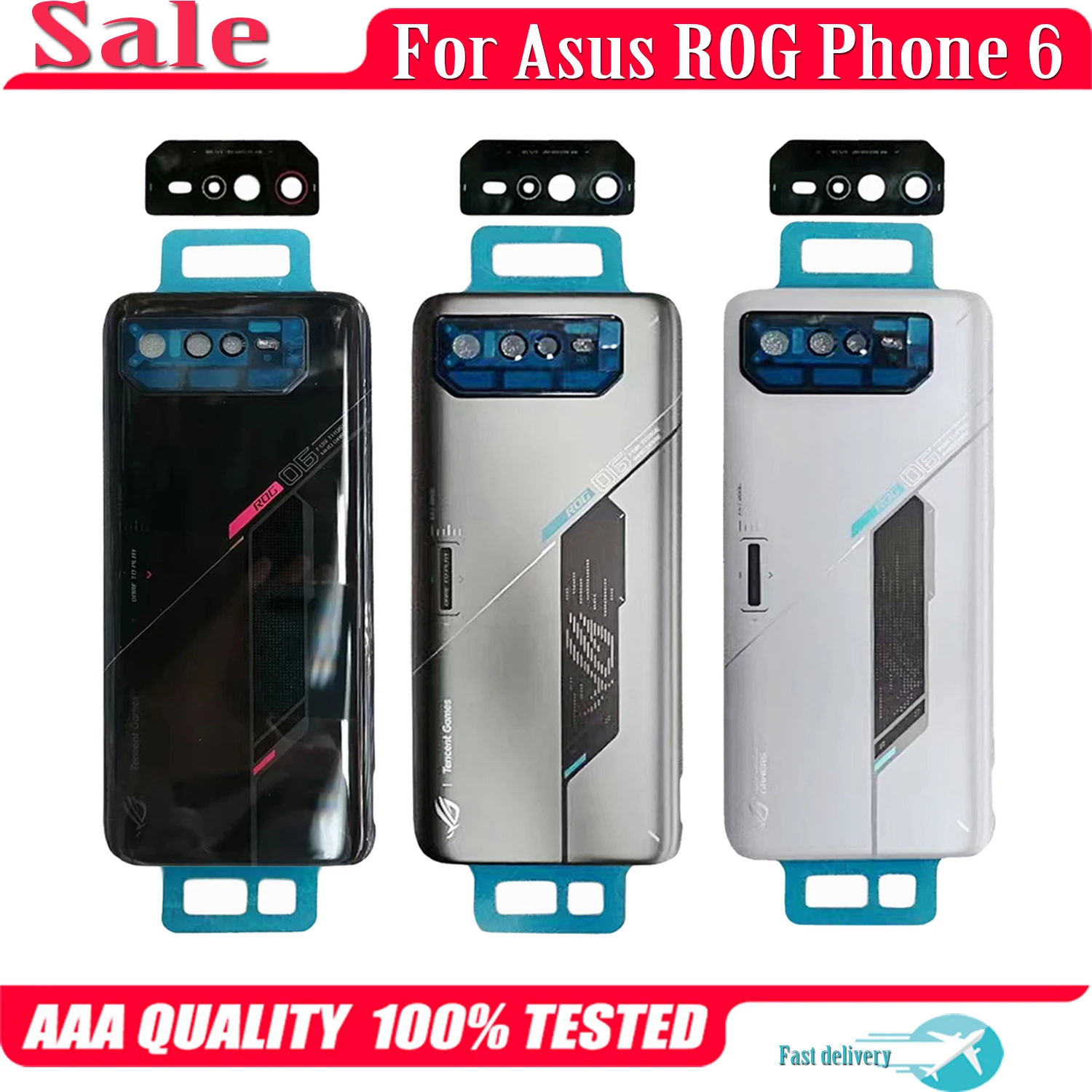 

Original 6.78" For Asus ROG Phone 6 AI2201_C AI2201_F Back Battery Cover Housing Door Rear Case Glass Camera Frame Lens