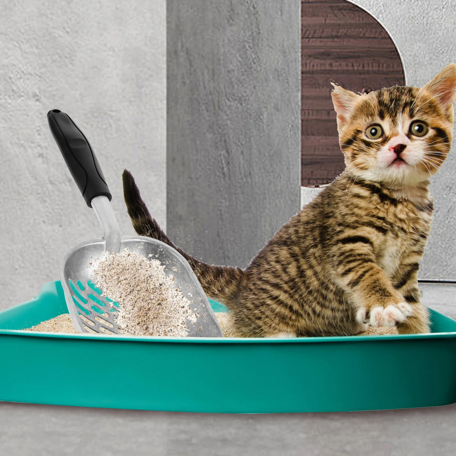 Совок для какашек кошачий туалет питомник котенок песок металлический Petgentle