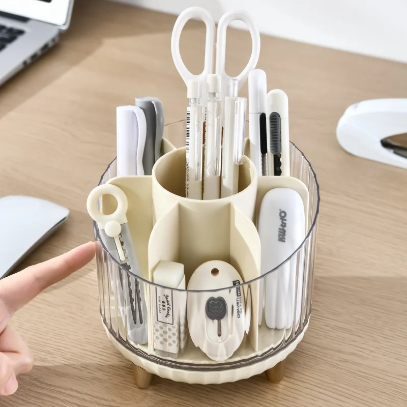 

Rotating Pen Holder Large Capacity Light Luxury Style Desktop Stationery Organizer Box Children's Desk Makeup Brush Shelf