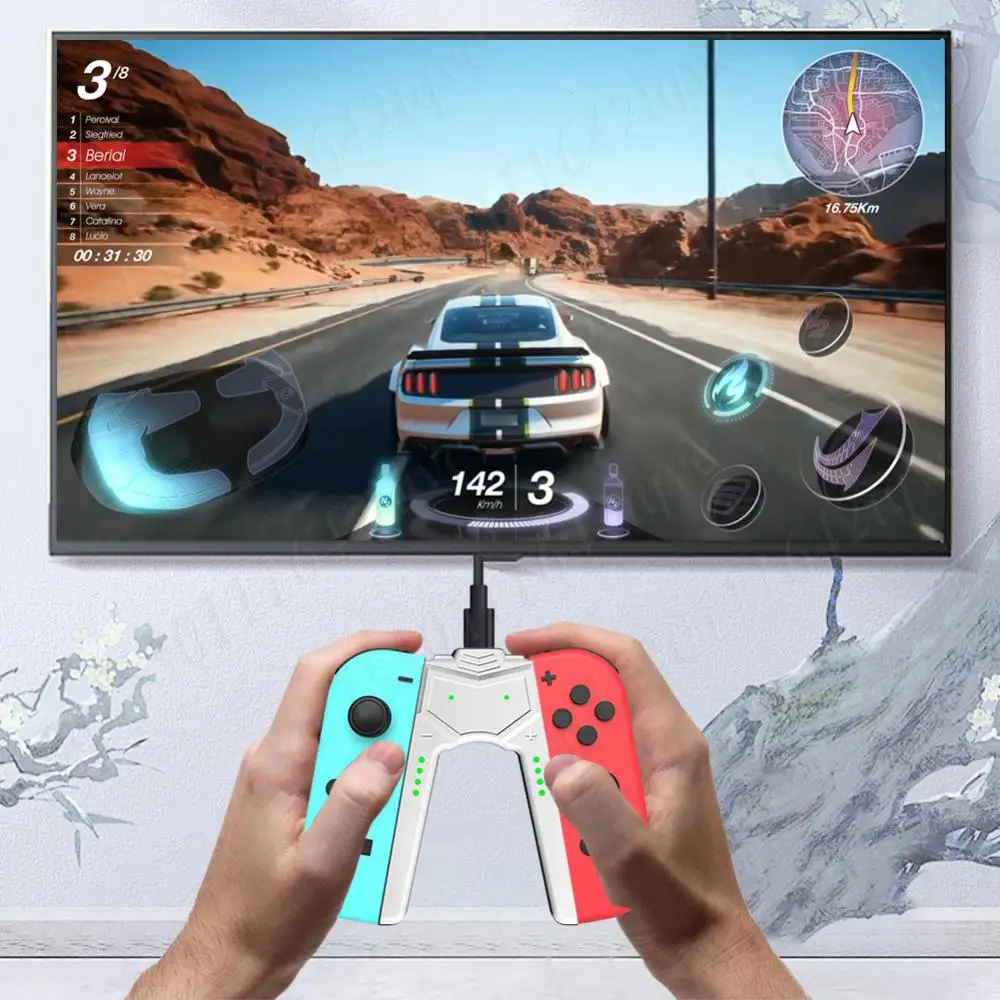 Мини-зарядная док-станция для переключателя OLED Joy-Con Type C V-образный контроллер