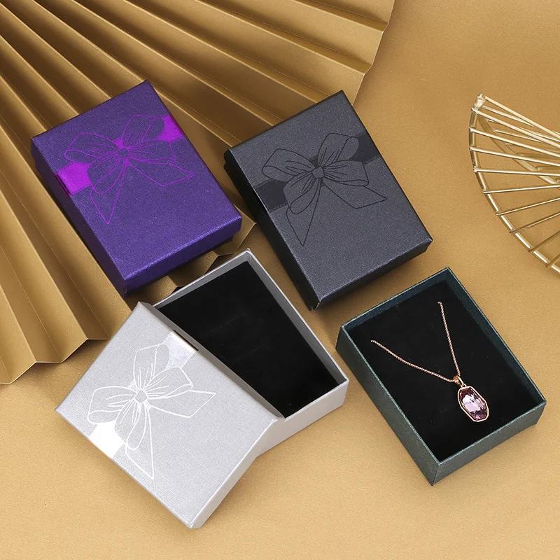 

Bowknot Jewelry Box Earring Jewelry Organizer Necklace Storage Box Paper Organizers Storage Bronzing Jewelry Display Gift Case