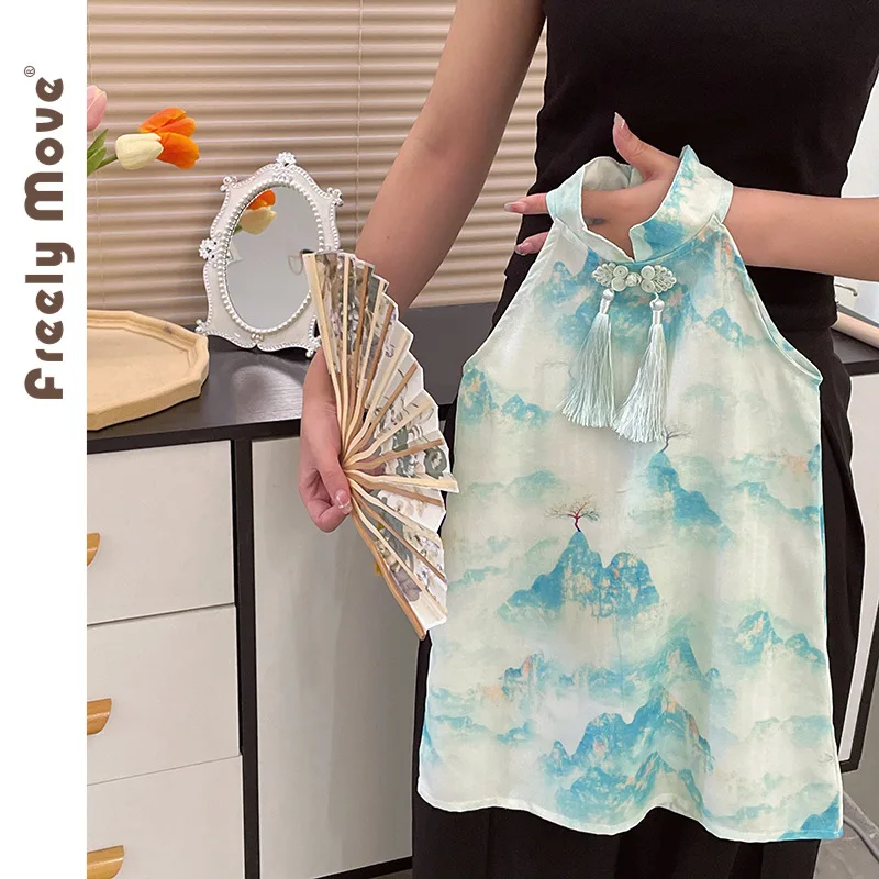 

Summer Girls Dress 2023 New chinese style sleeveless print Girls dress Children Tutu Dresses Kids Clothes 1 To 5 Years