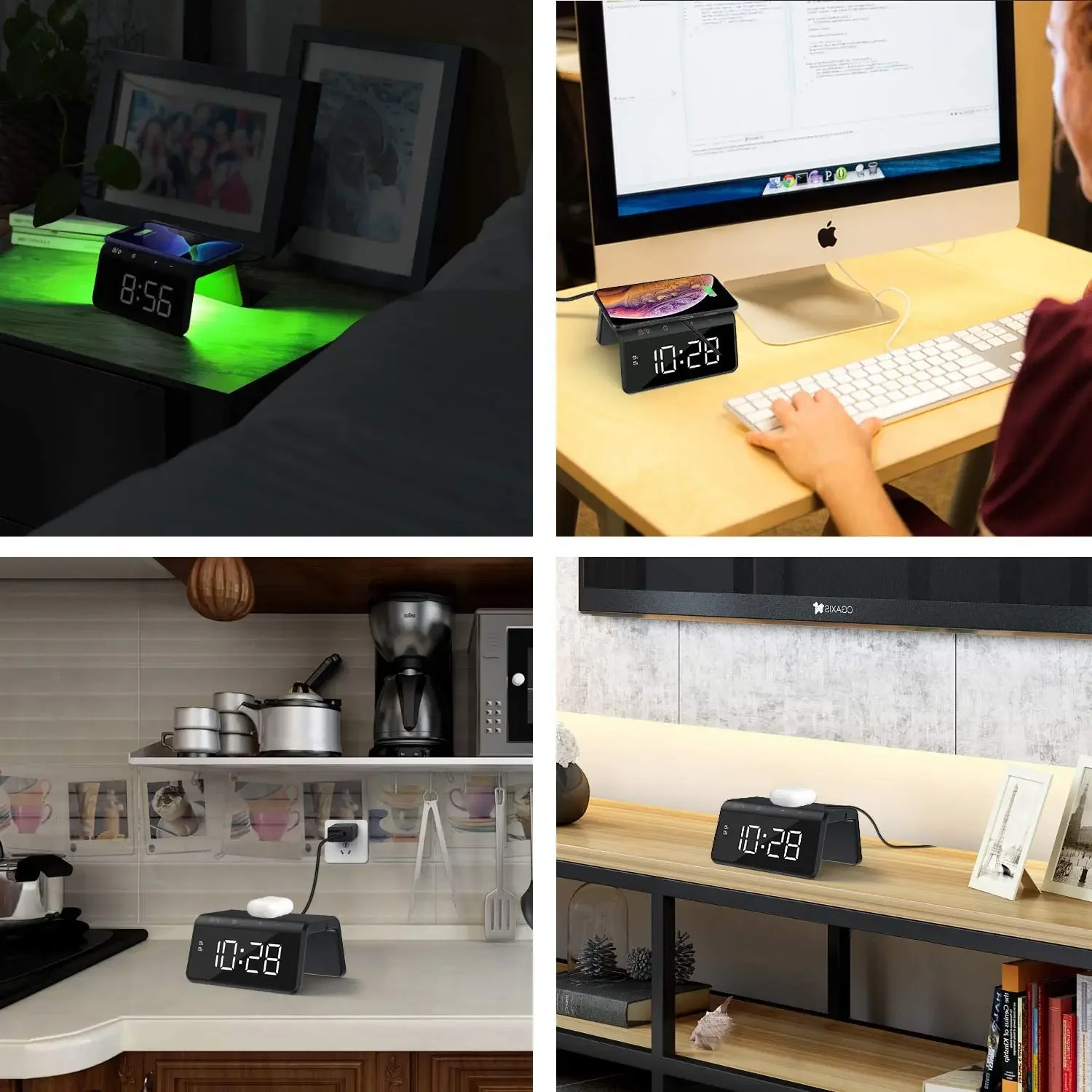 Цифровой будильник для спальни внешняя фотография версия 4 яркость/Airpords USB