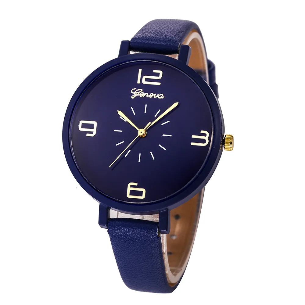 

2021 Fashion Women Casual Leather Ladies Simple Watches Geneva Faux Leather Analog Quartz Wrist Watch Reloj Mujer Gift Female