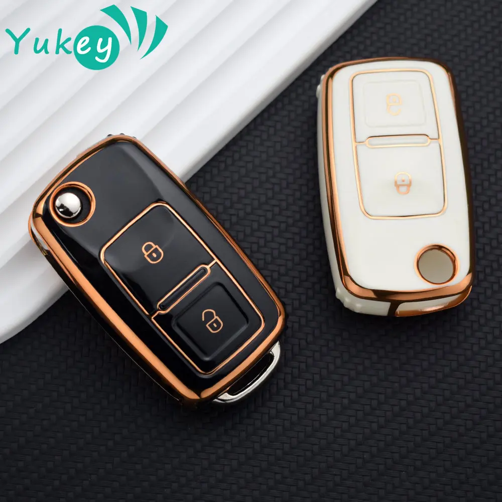 

For VW Volkswagen MK4 Bora Golf 4 5 6 Jetta Passat Polo Bora Touran Skoda Seat TPU 2 Buttons TPU Car Key Case Cover Shell Fob