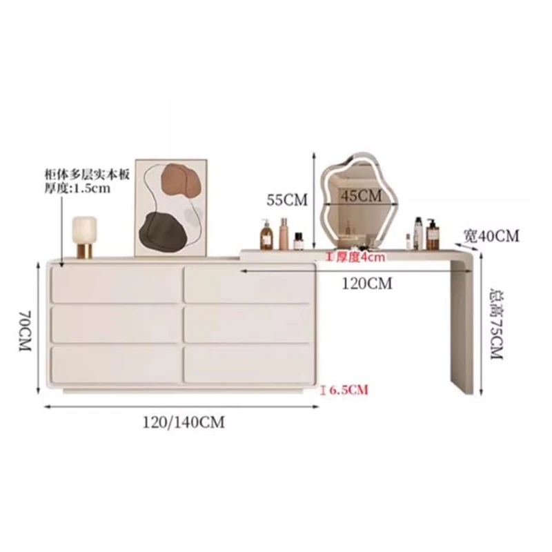 Роскошные комоды в кремовом стиле шкаф для макияжа с выдвижным ящиком винтажные