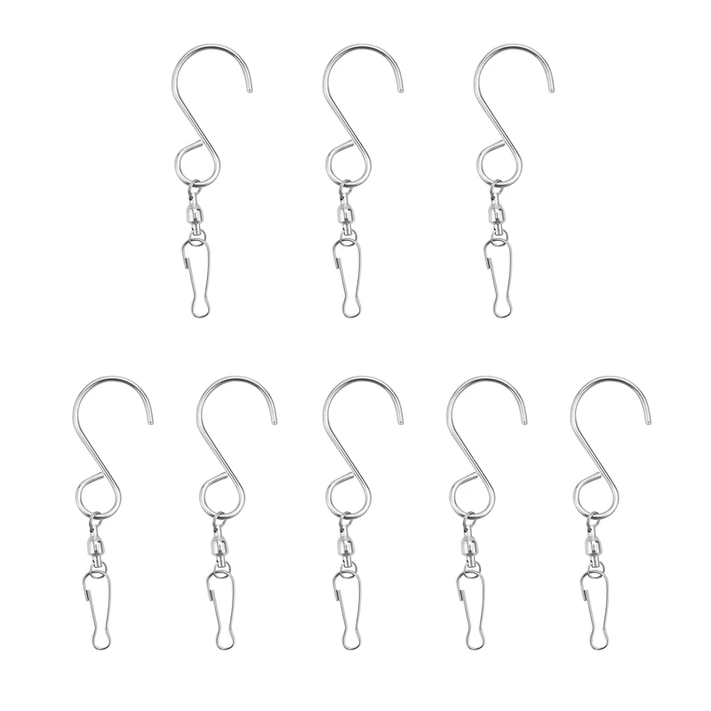 

10 Pack Swivel Hooks Clips, S Hooks Smooth Spinning, For Hanging Wind Spinners Wind Chimes Crystal Twisters Party Supply Rotatin