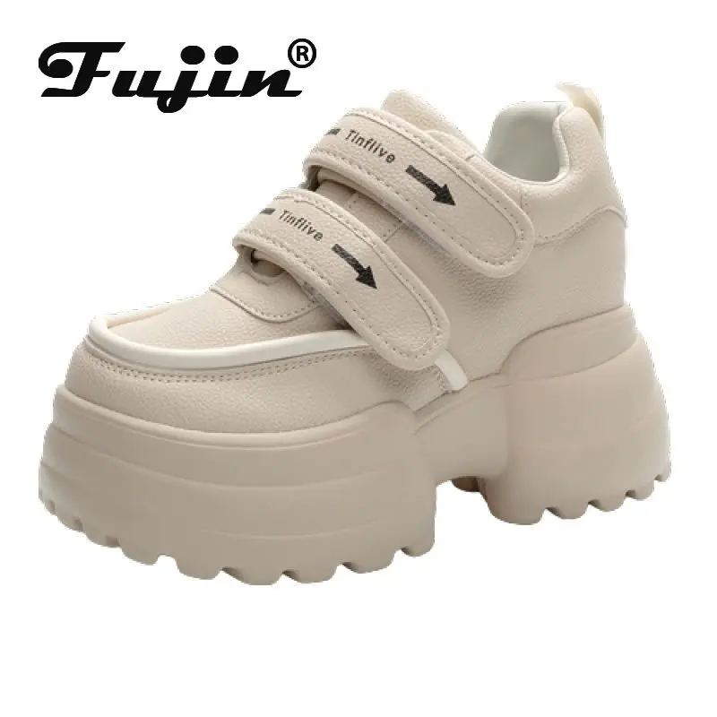 

Fujin/кроссовки на платформе 10 см; Сезон осень; Модная дышащая обувь из натуральной кожи со скрытым каблуком; Женская обувь; Сезон весна